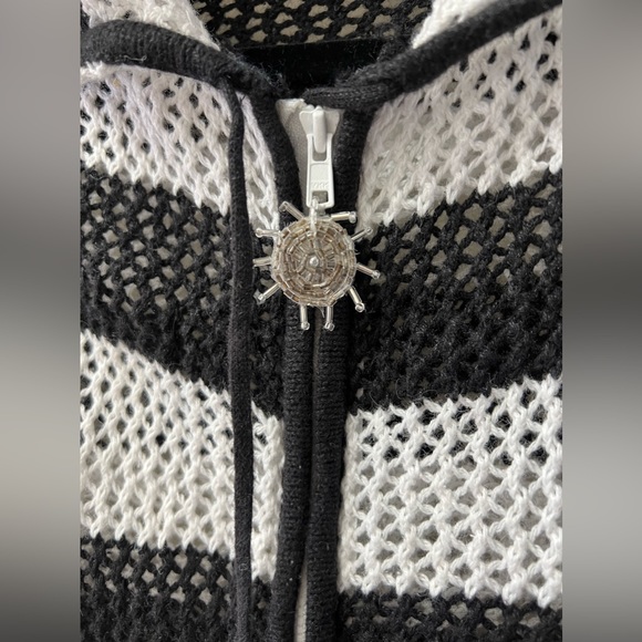 1X Quacker Factory Mesh Swimsuit Cover Up or Zipper Mesh Jacket Hoodie Black - Picture 2 of 5